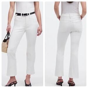 madewell petite kick out crop jeans pure white nj430 women size p26